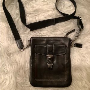 Coach black leather crossbody purse